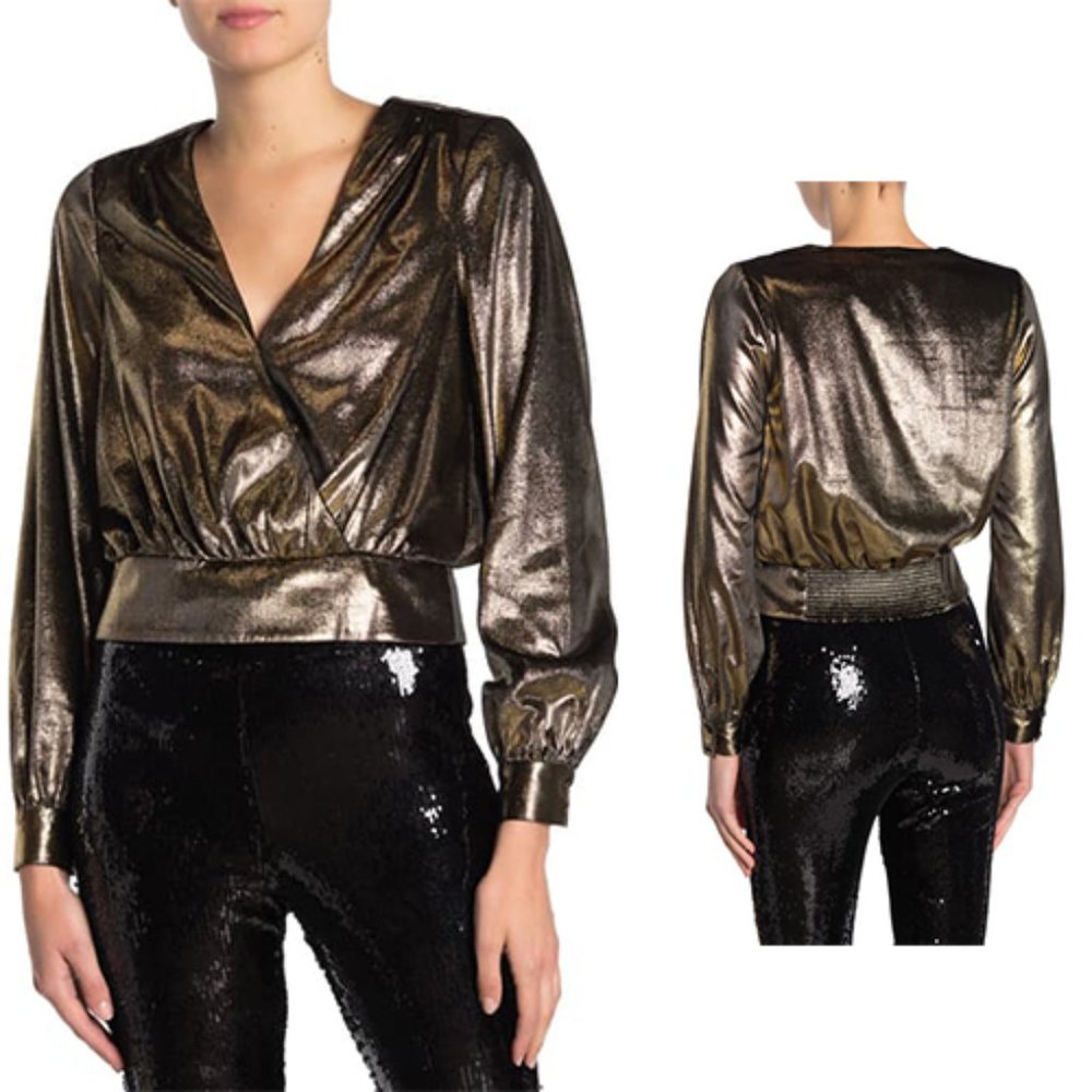 FRAME Gold/Bronze Metallic Smocked Women's Top XS - Picture 1 of 7